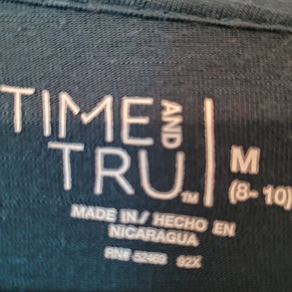 Time and Tru Womens Long Sleeve Teal Shirt with Silver Horse Decal on Front - Picture 4 of 4